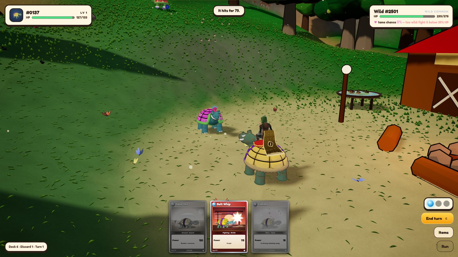 A wild tortoise battle, move cards in hand