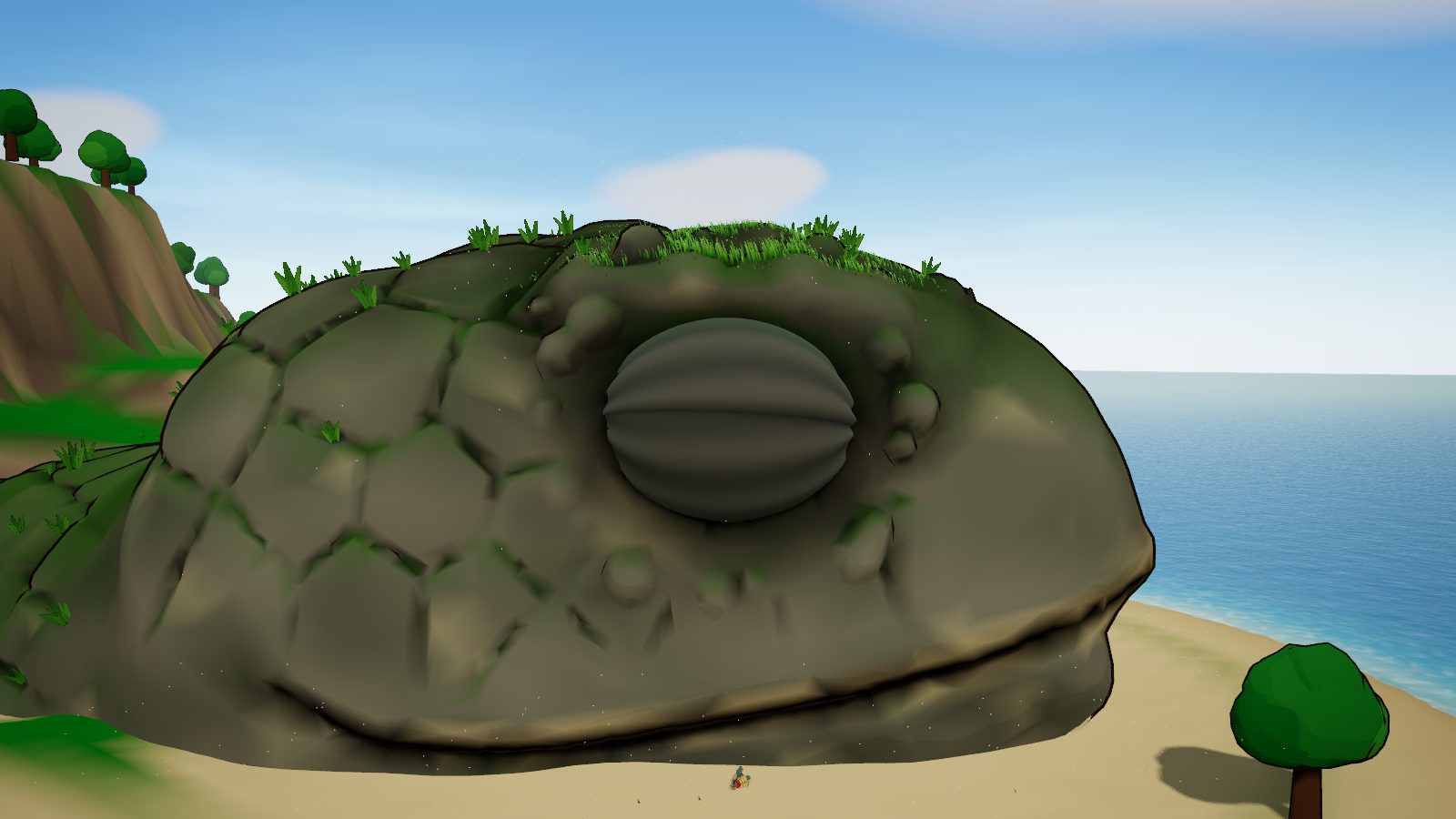 Old Deepbreath's eye, closed, in a head the size of a hill