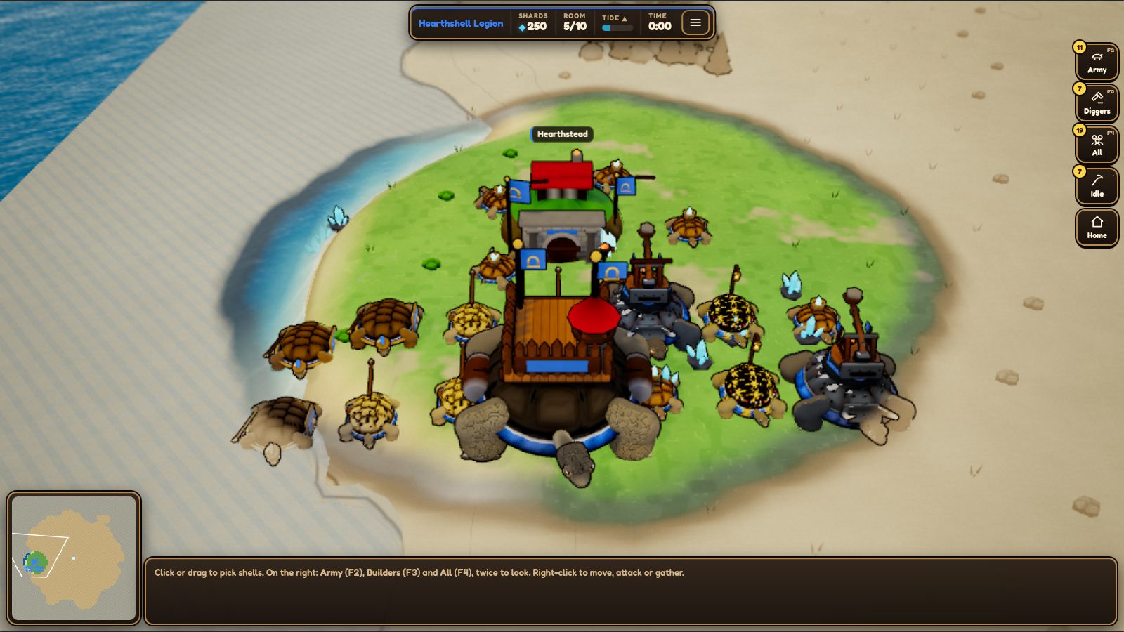 The Wartles war table, an army of turtles by its camp